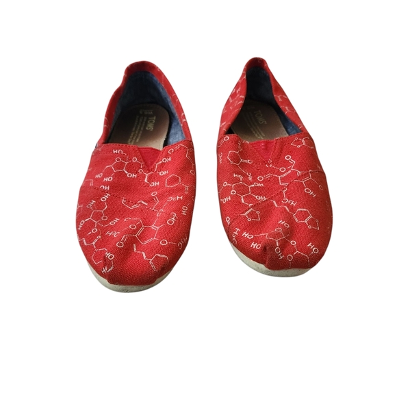 Toms Classic Slip On Red Chemical Structure Flats 6.5 - Picture 4 of 6